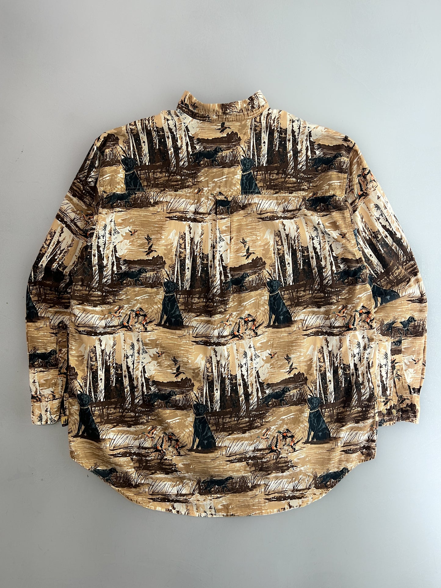 Dog and Duck Motif Cotton Shirt [XL]