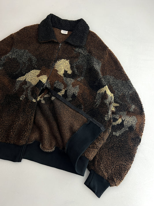 1990's Horse Motif Deep Pile Fleece [XL]