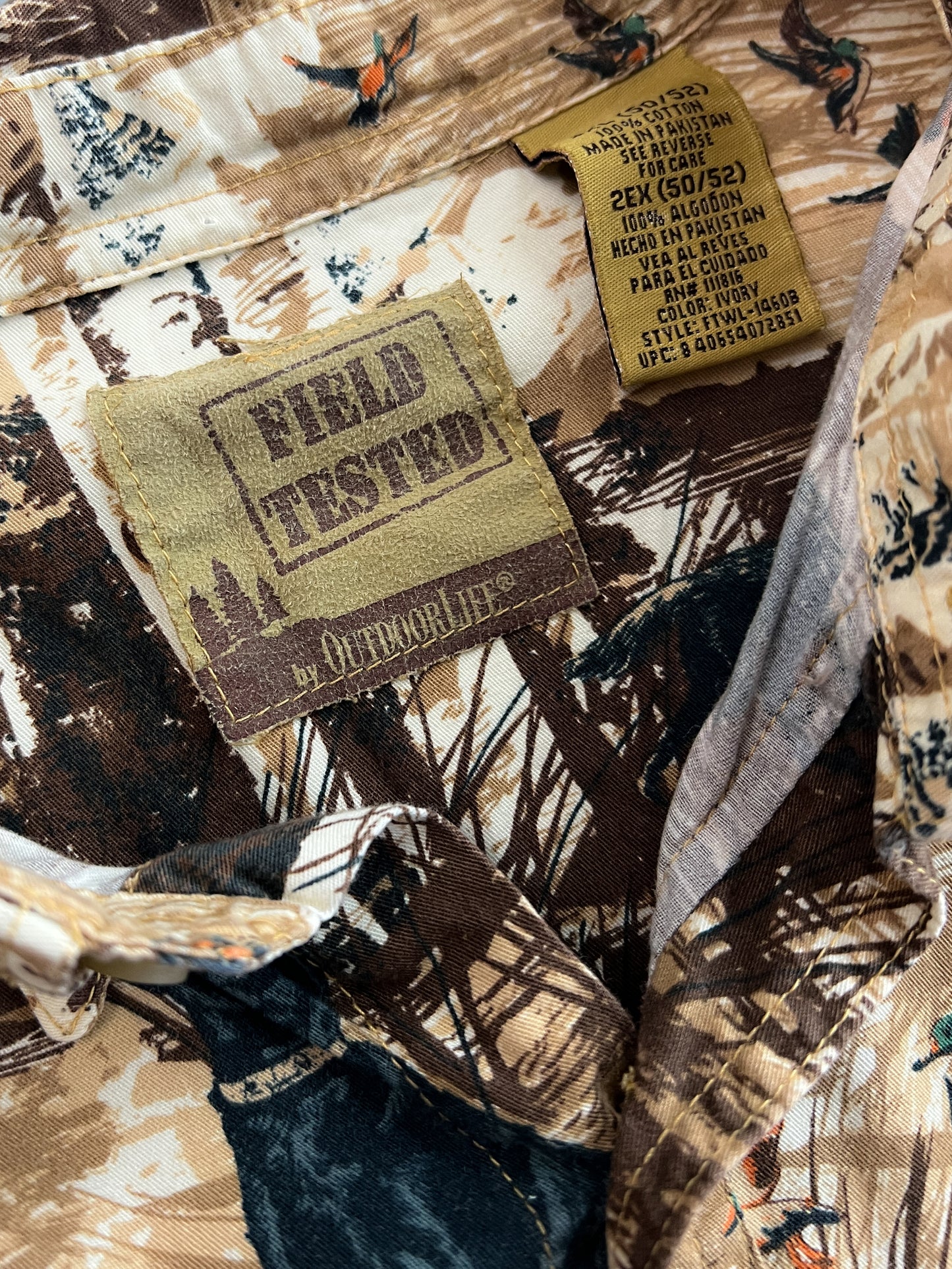 Dog and Duck Motif Cotton Shirt [XL]