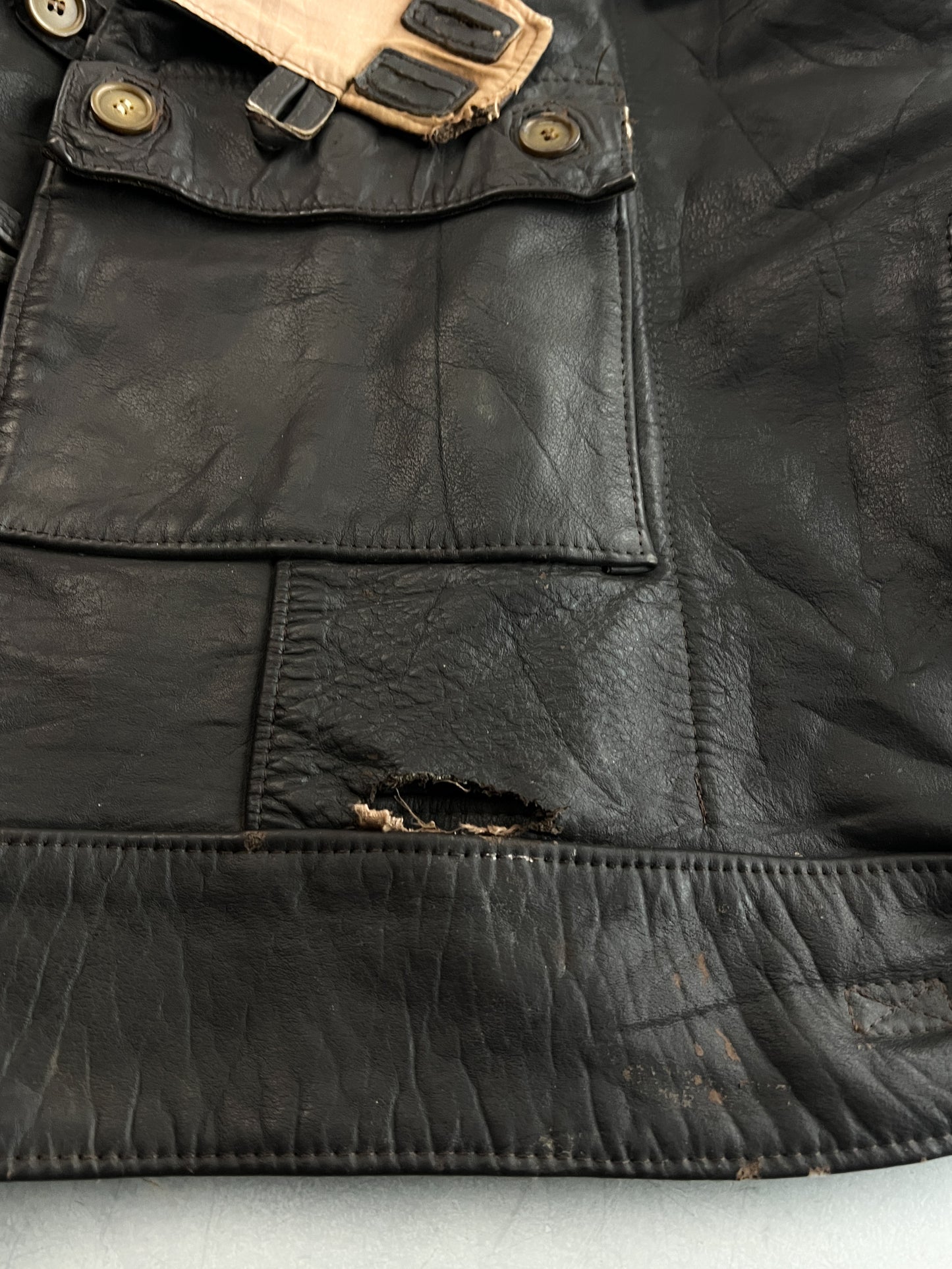 1980's Swedish Army Motorcycle Dispatch Style Leather Jacket [M/L]