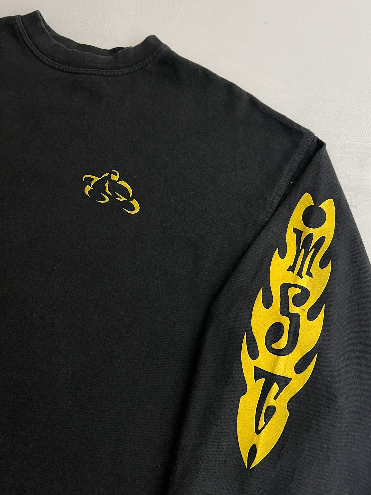 90's Flock Print Moto Sweatshirt [XL]
