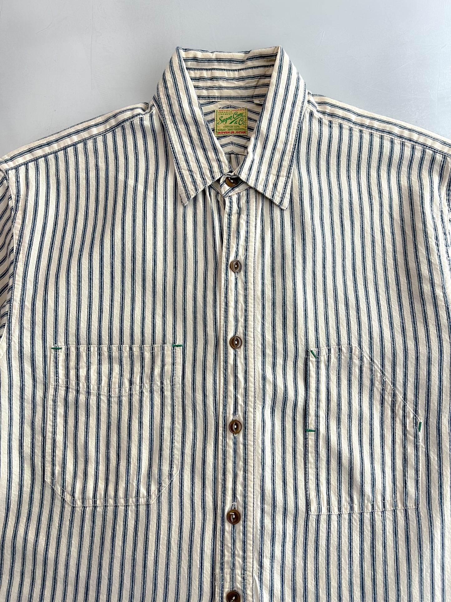 1990's Sugar Cane Hickory Stripe Work Shirt [S]