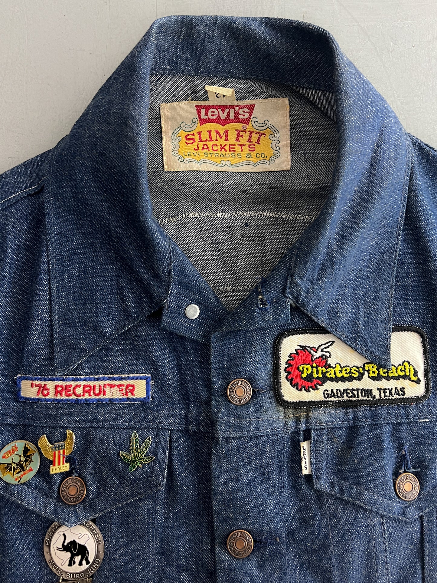 1970's Levis Big E Slim Fit "Night Riders" Motorcycle Club Vest [M/L]