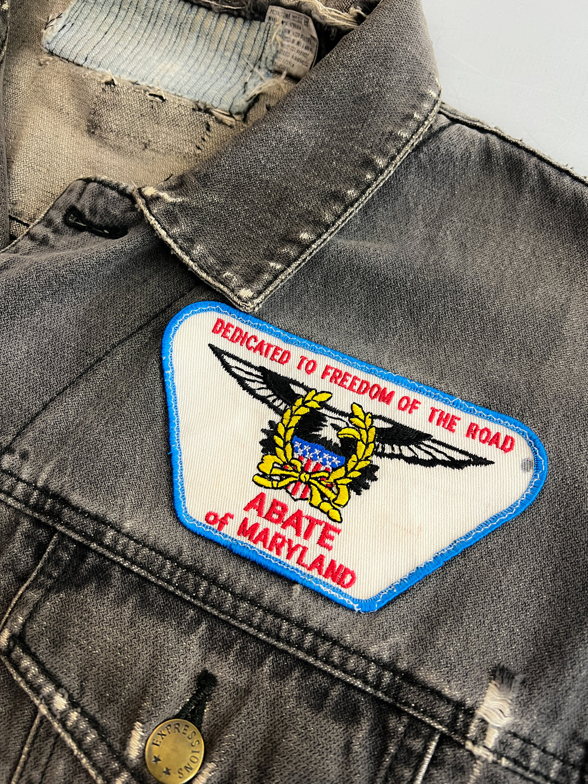 Thrashed Denim Biker Jacket [L/XL]