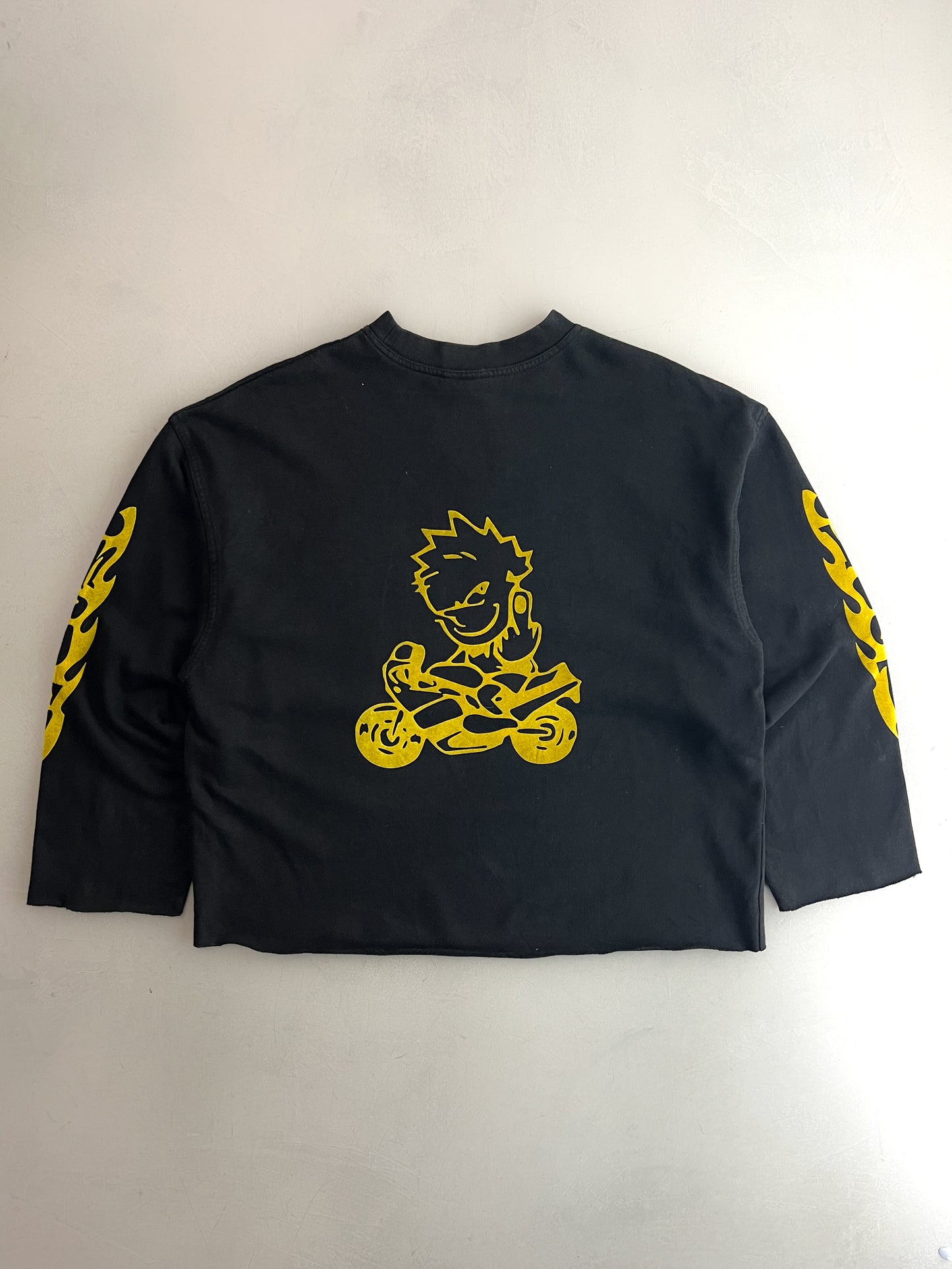 90's Flock Print Moto Sweatshirt [XL]
