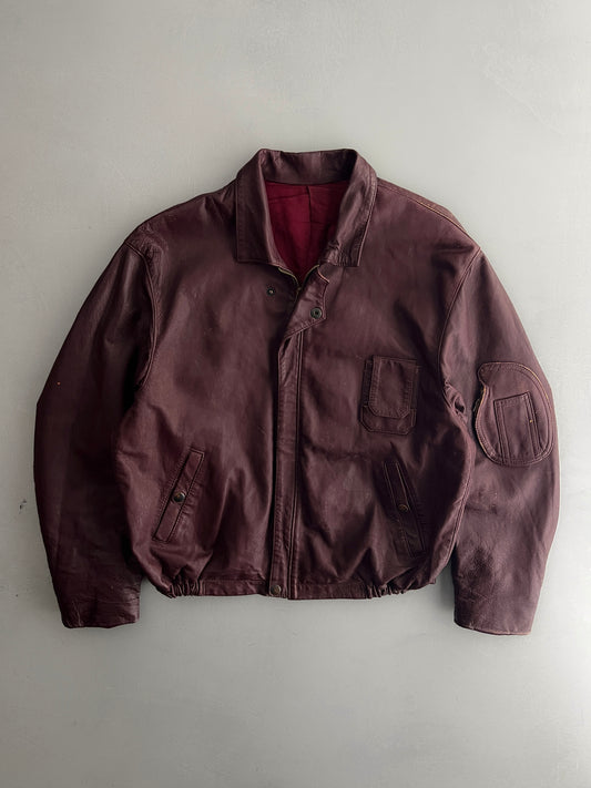 1970's French Leather Utility Jacket [L]