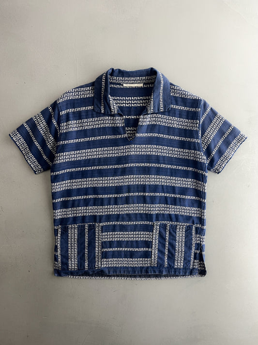 Indigo Maze Weave Cotton Shirt [S]