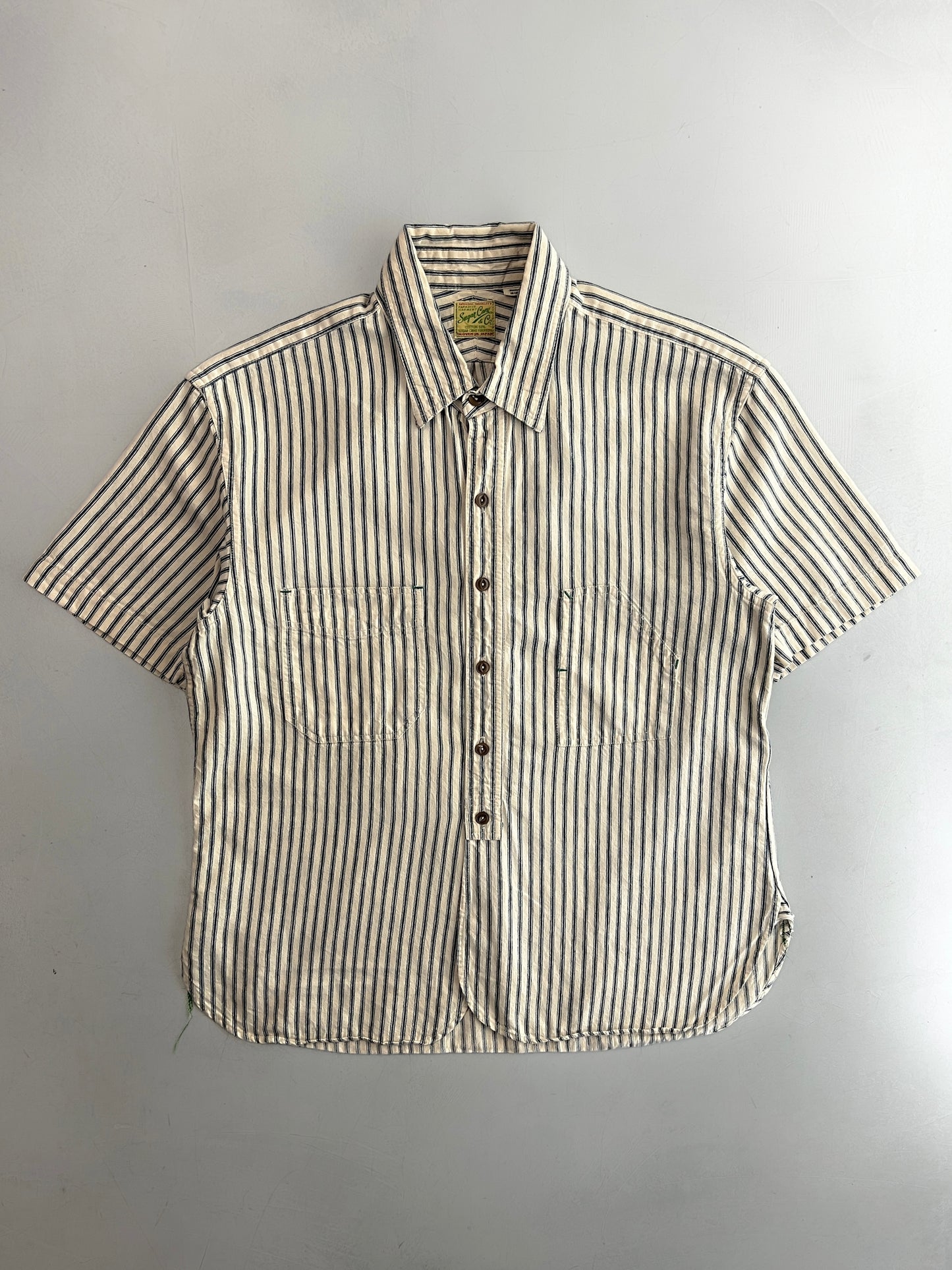 1990's Sugar Cane Hickory Stripe Work Shirt [S]
