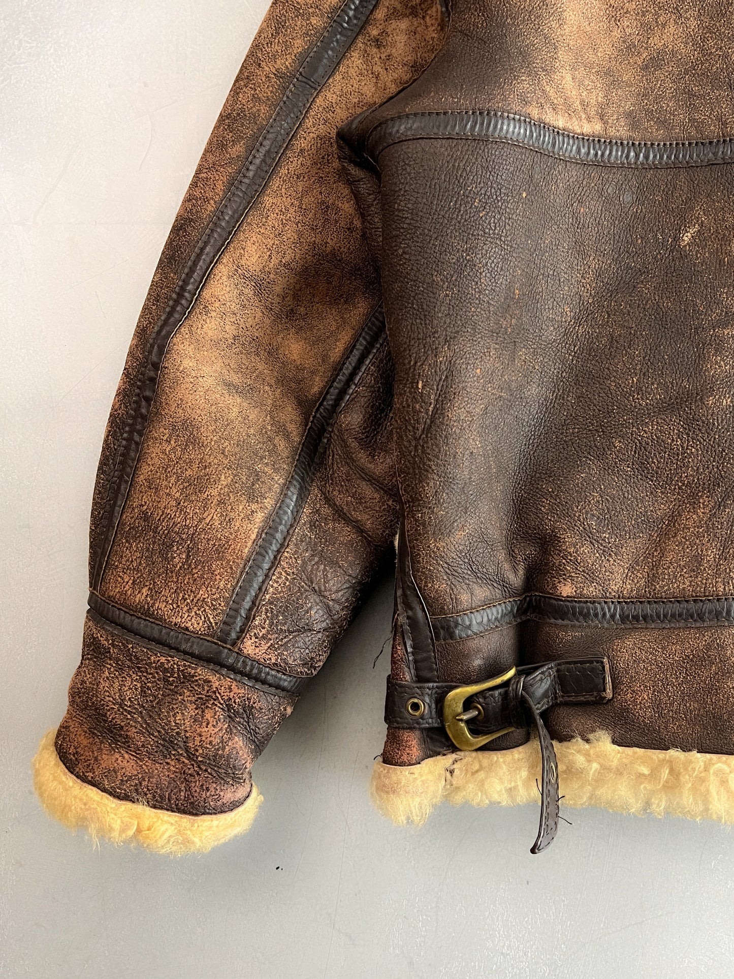 1980's British B-3 Style Shearling Flight Jacket [L]