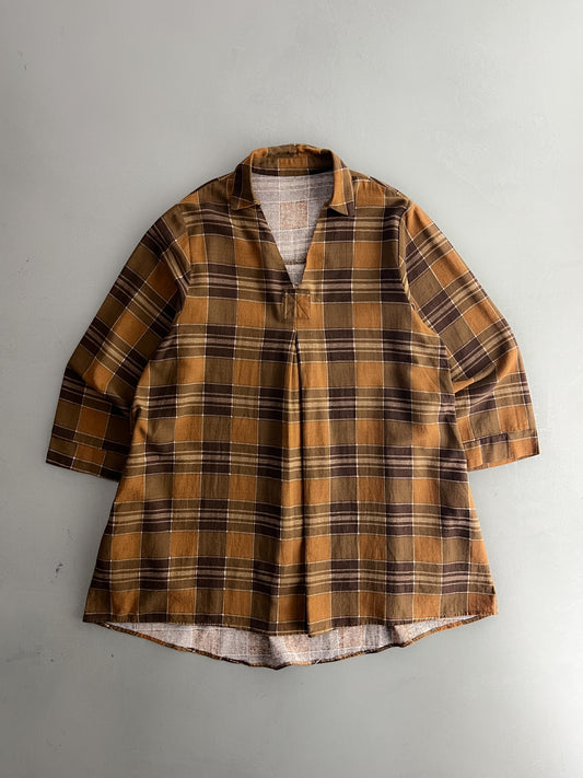 Plaid Pullover Work Smock [S]