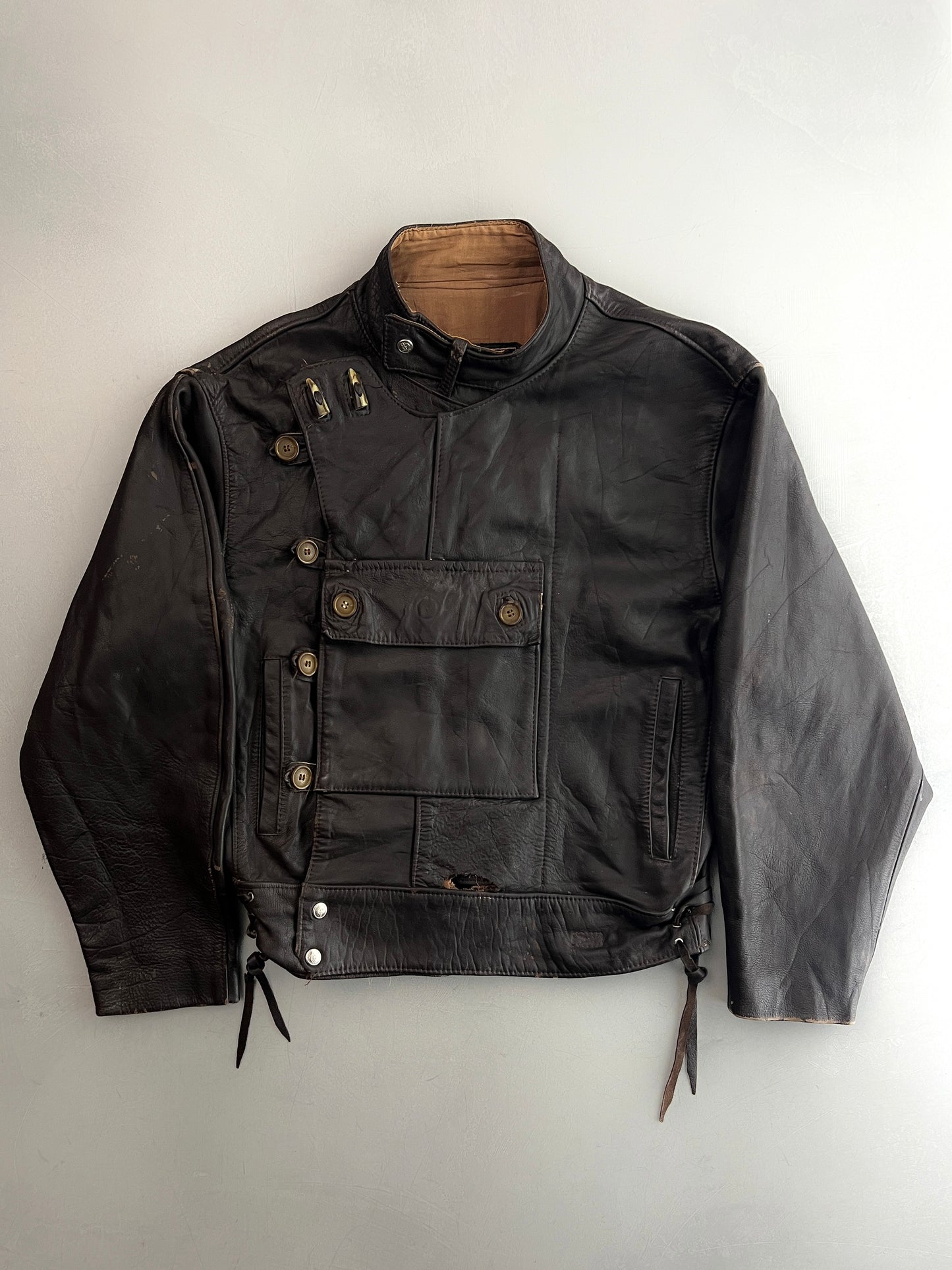 1980's Swedish Army Motorcycle Dispatch Style Leather Jacket [M/L]