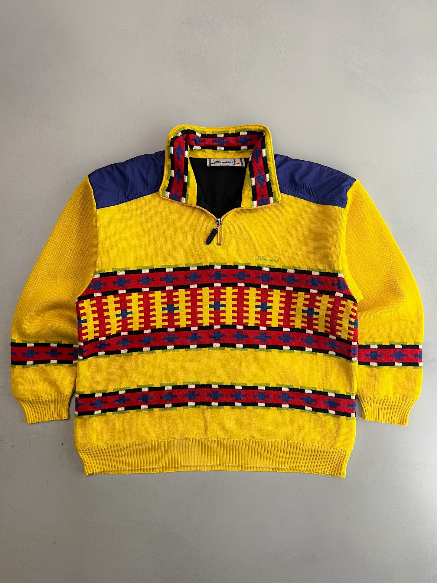 1990's Schneider 1/4 Zip Lined Knit [L]