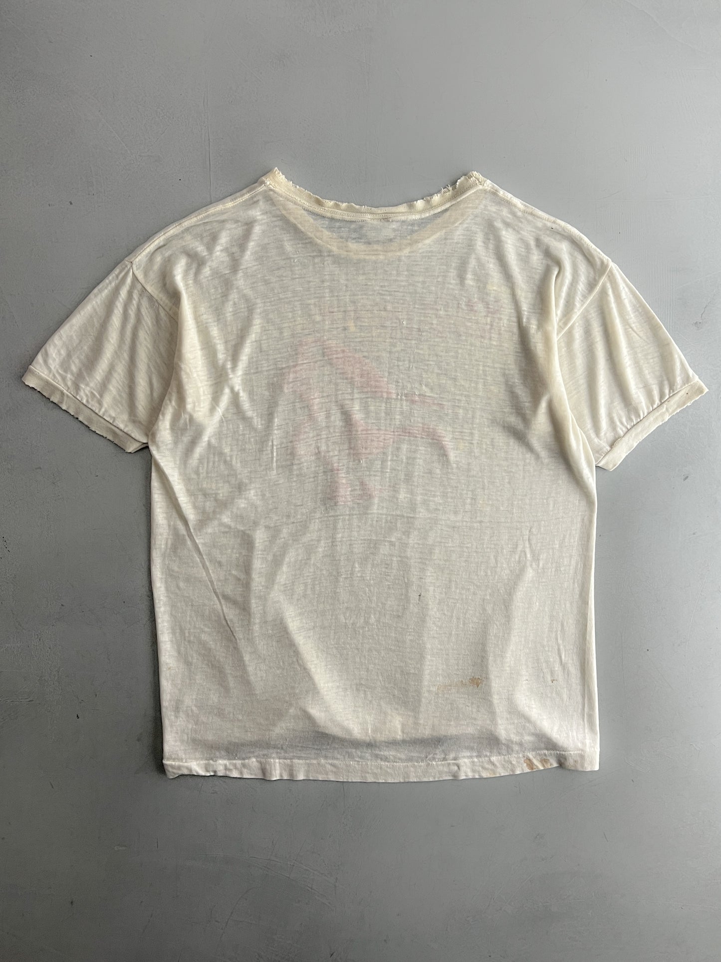 70's Champion Blue Bar Thrashed South Fremont Ringer Tee [L]