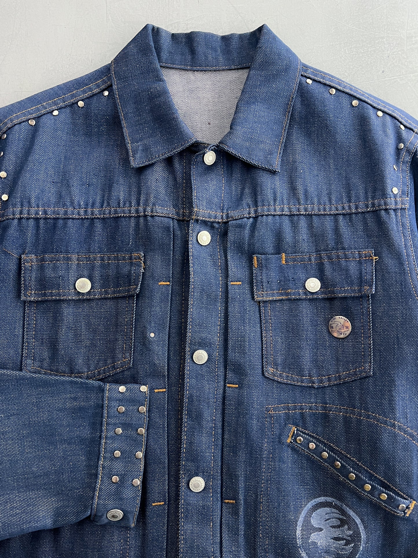 1960's Studded Harvey Ball Denim Jacket [L]