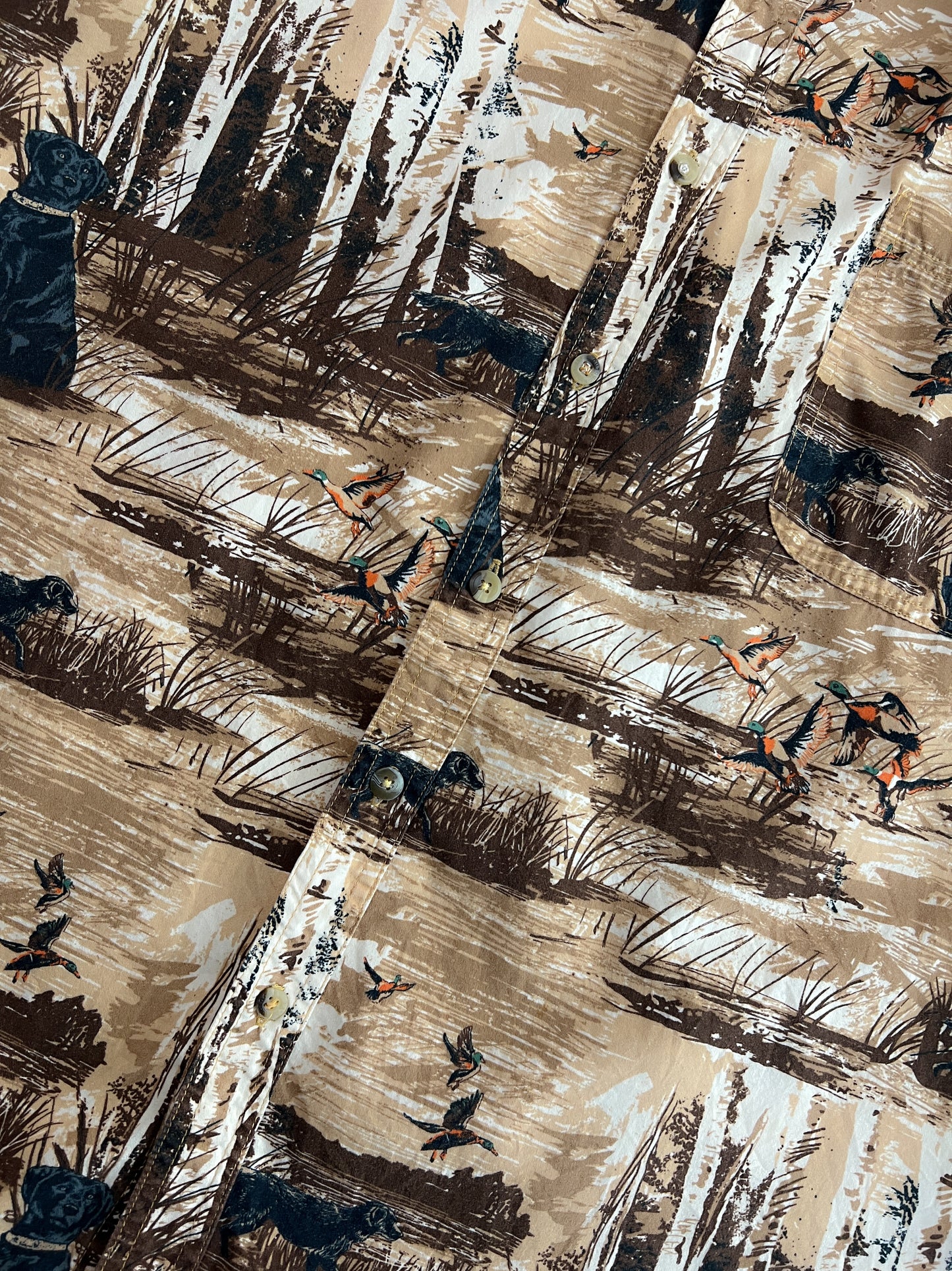Dog and Duck Motif Cotton Shirt [XL]