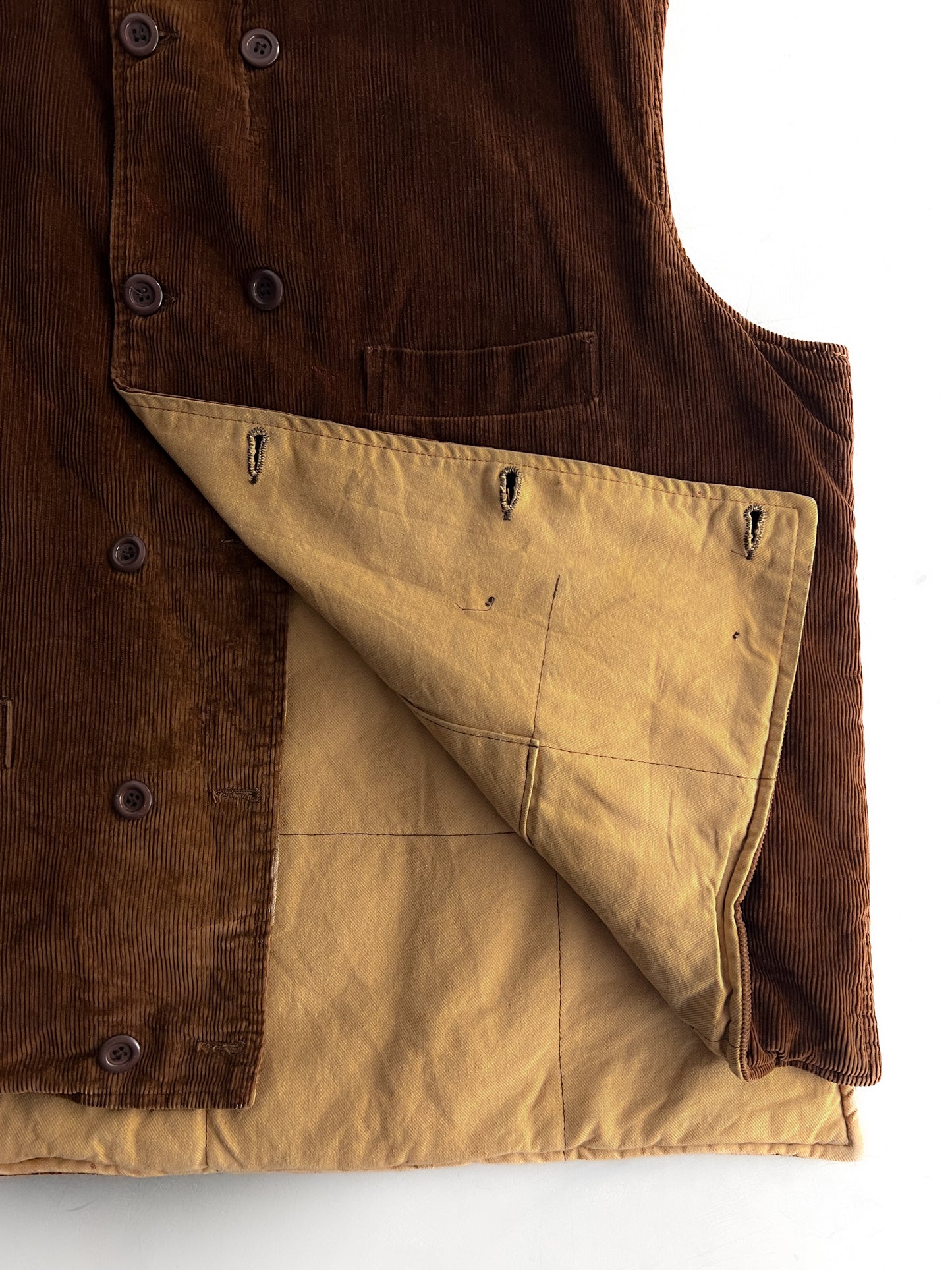 1960's French Corduroy Lined Work Vest [XL]