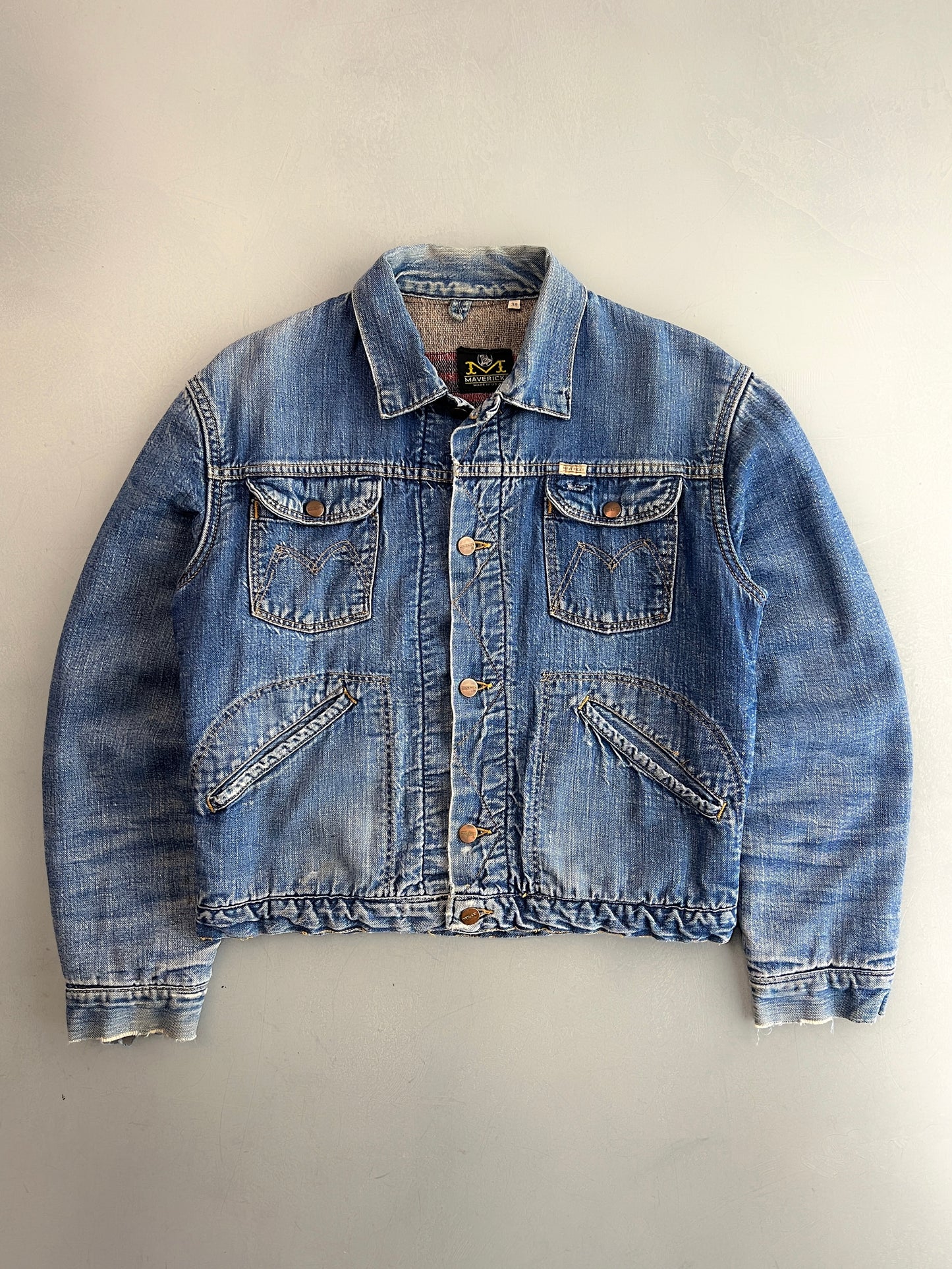 60's/70's Maverick Blue Bell Blanket Lined Denim Jacket [S/M]