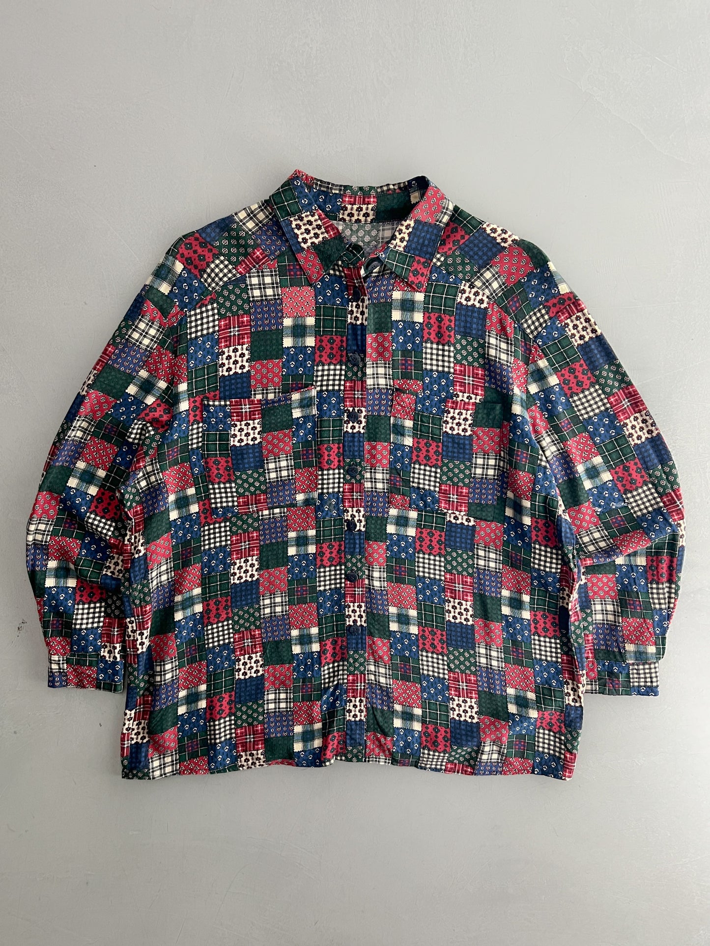 Patchwork Print Cotton Shirt [M/L]