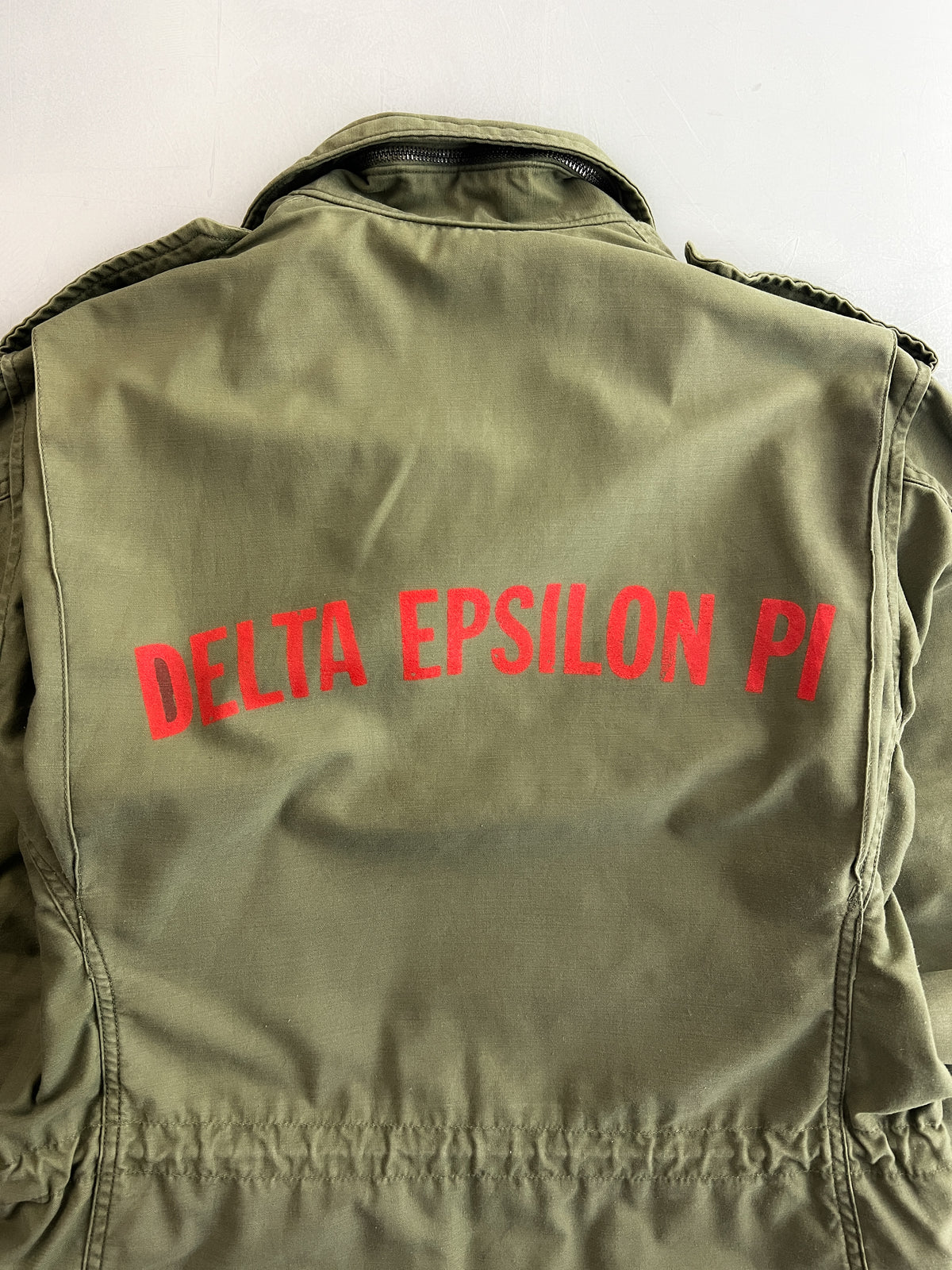 60’s/70’s U.S. Army M-65 Field Jacket w Delta Epsilon Pi Fraternity Stencil [M]