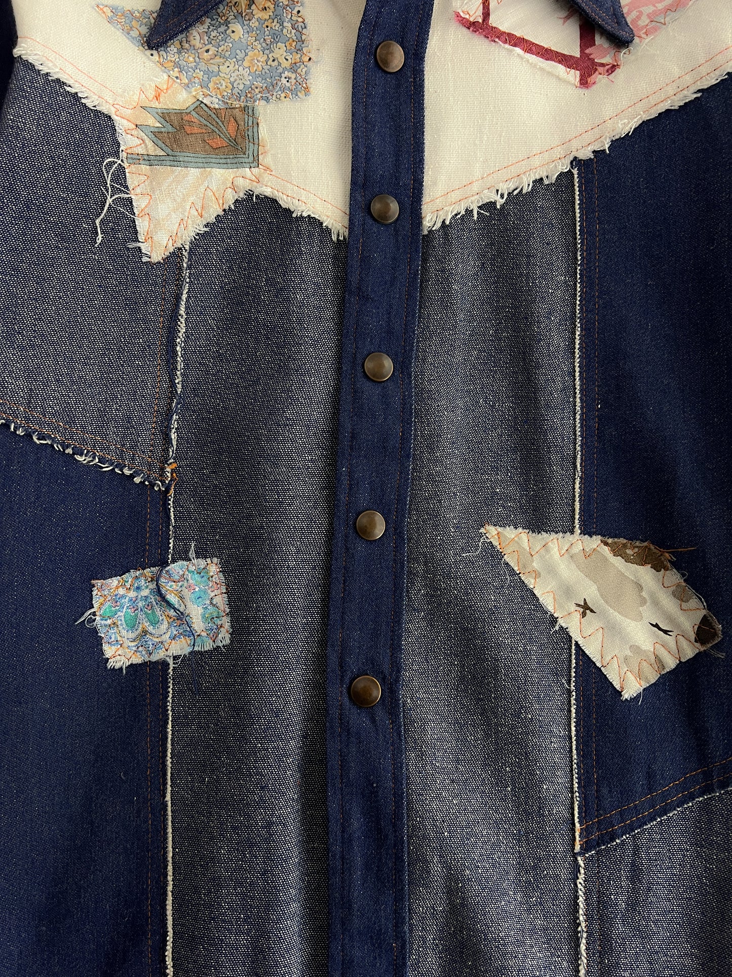 Patchwork Denim Western Shirt [S]