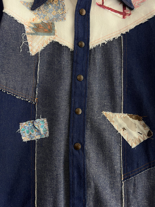 Patchwork Denim Western Shirt [S]