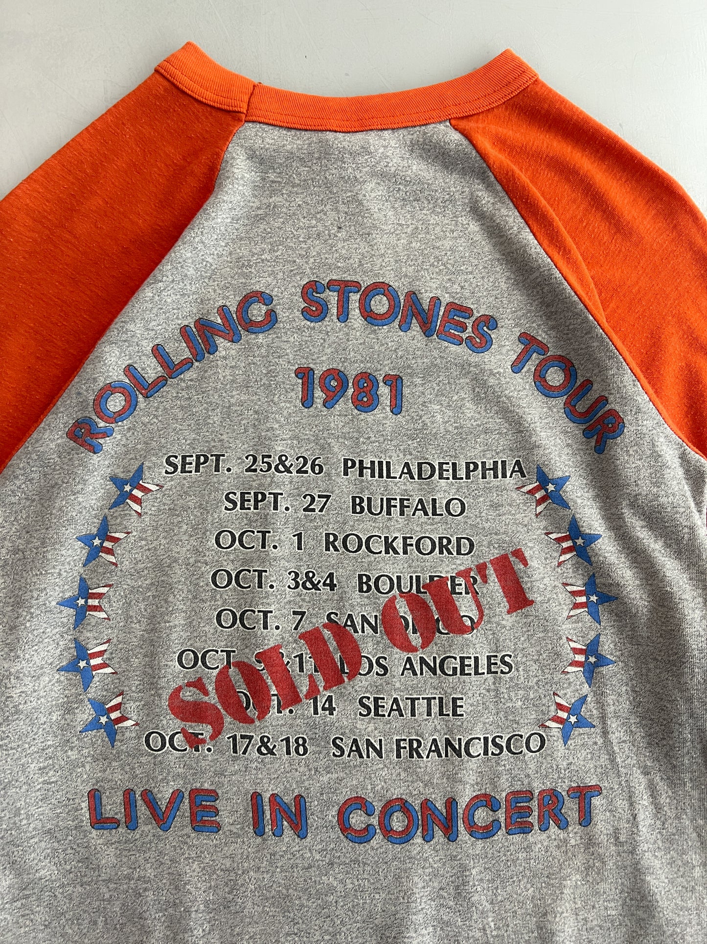 '81 The Rolling Stones U.S Tour Raglan Tee [S/M]