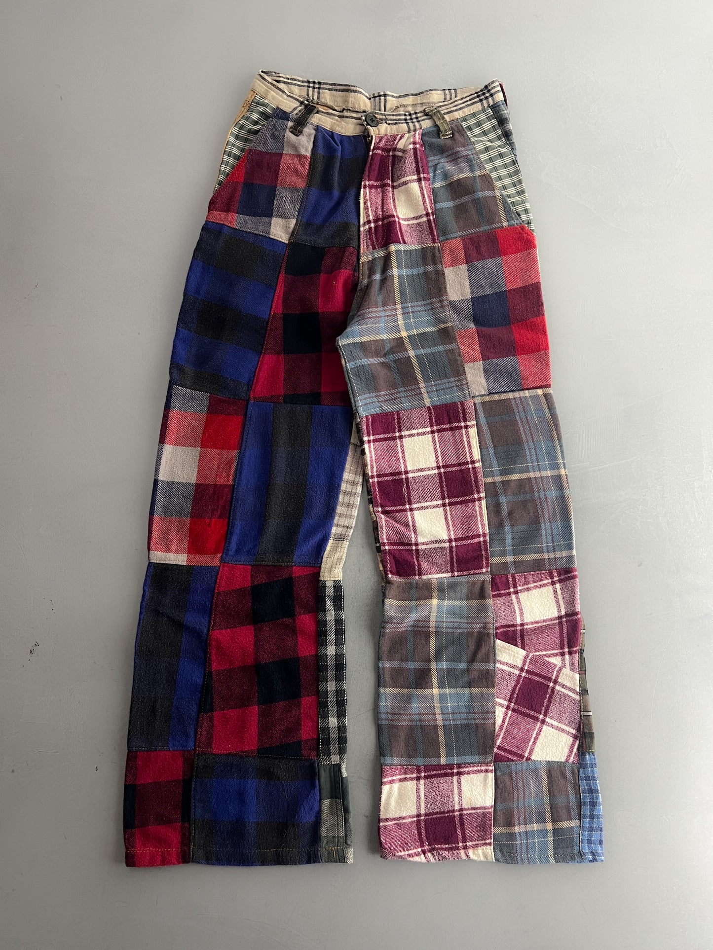 Handmade Patchwork Plaid Pants [28"]