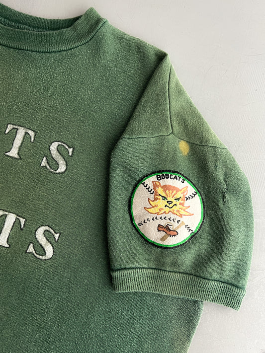 Faded Hand Drawn ‘Bert’s Bobcats’ Short Sleeve Sweatshirt [M/L]