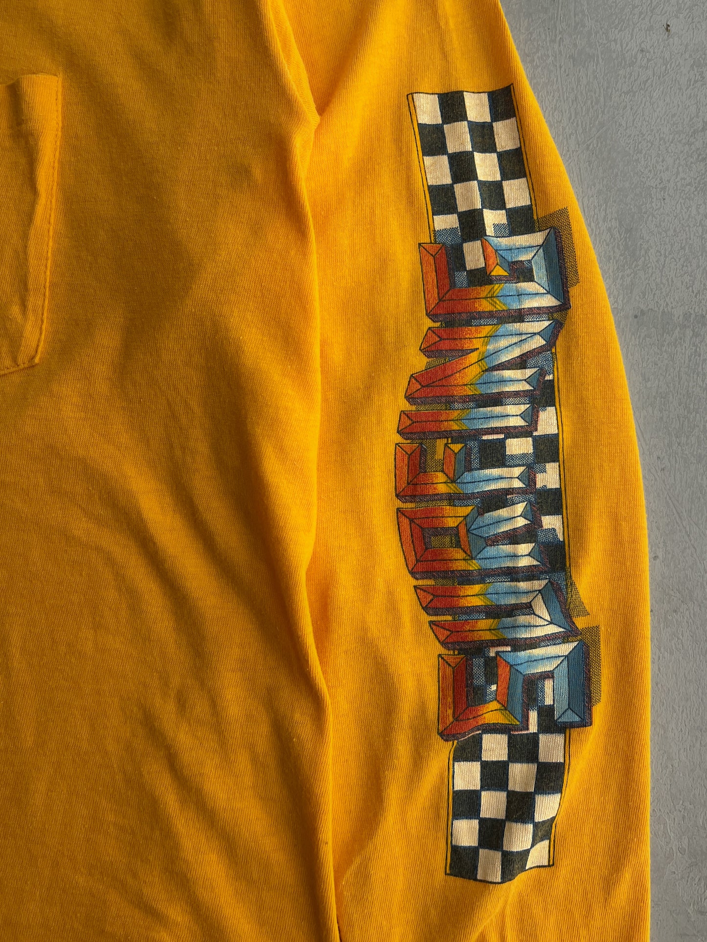 1970's 'Get Radical' Long Sleeve Pocket Tee [L]