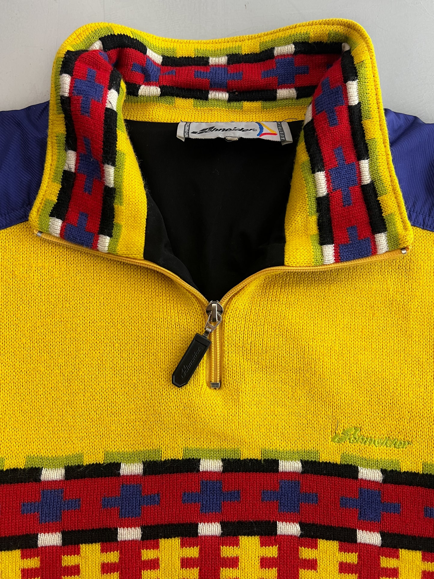 1990's Schneider 1/4 Zip Lined Knit [L]