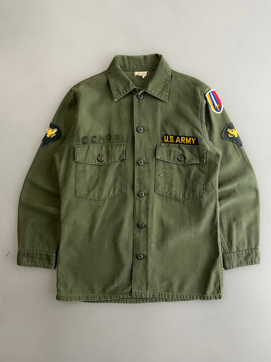 1960s U.S. Army OG-107 Utility Shirt w 196th Infantry Brigade
[M]