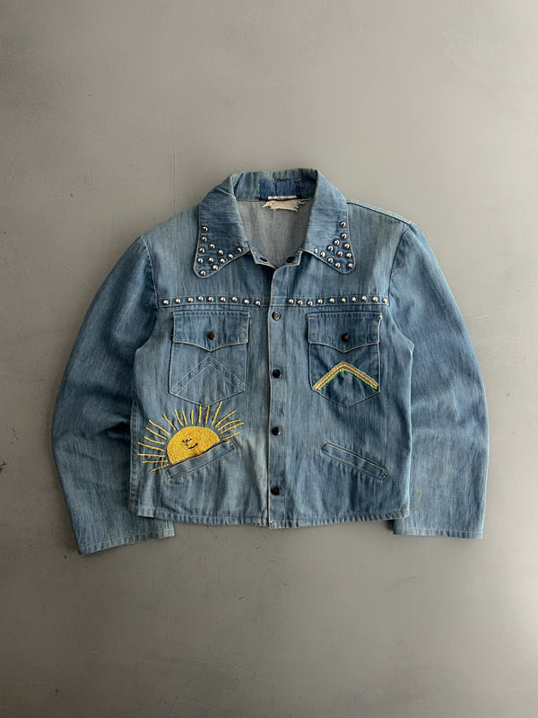 1970's Hand Embroidered Studded Denim Jacket [S]