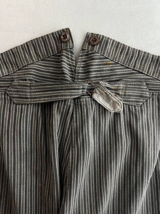 1940's French Buckle Back Striped Work Pants
