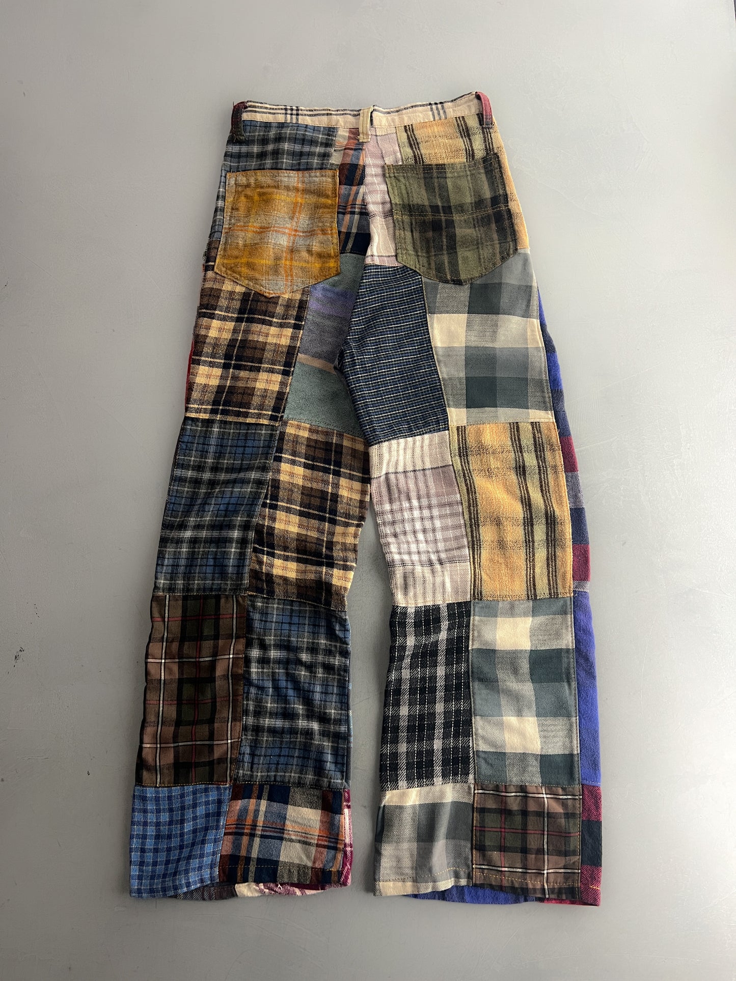 Handmade Patchwork Plaid Pants [28"]