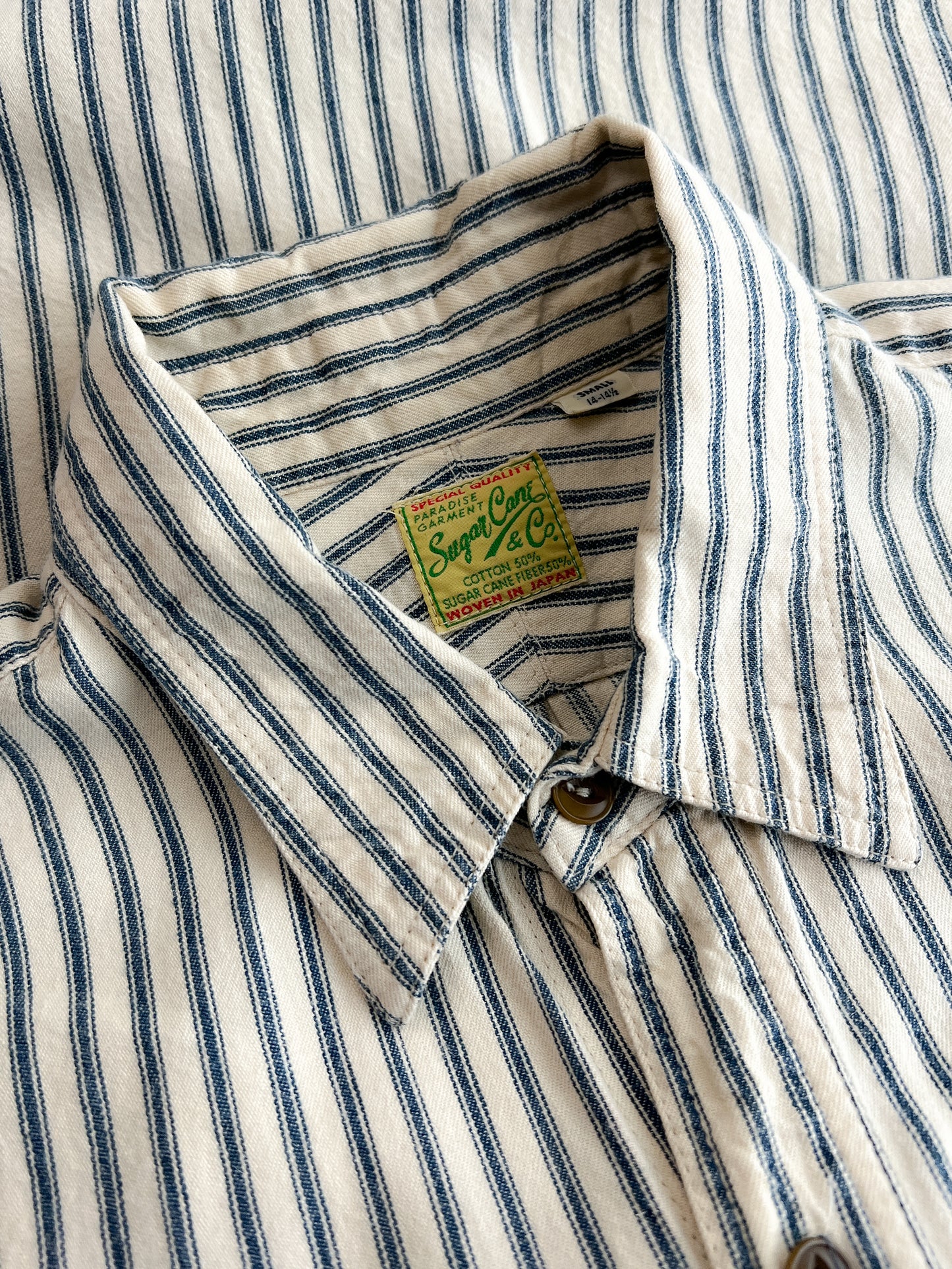 1990's Sugar Cane Hickory Stripe Work Shirt [S]