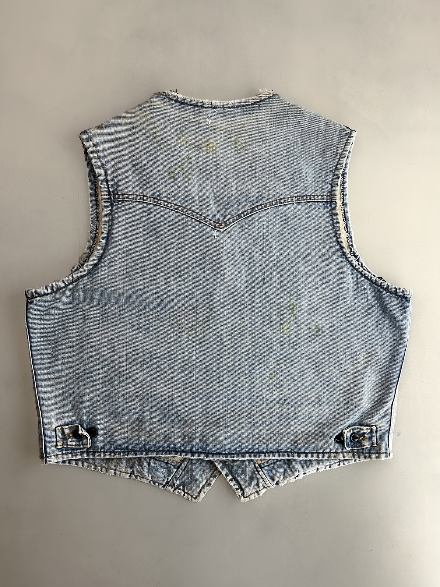 1980's Thrashed Lee Storm Rider Denim Vest [XL]