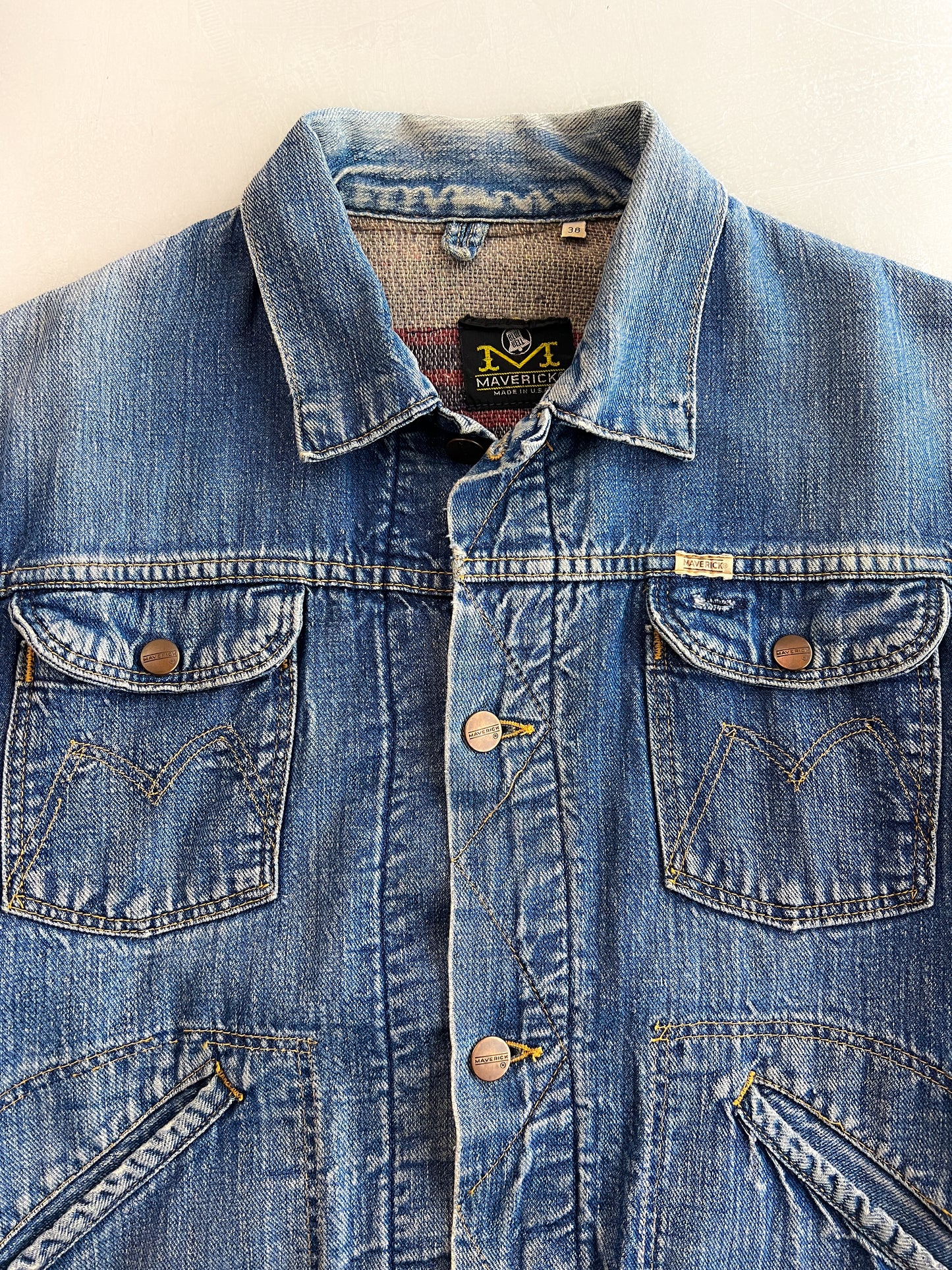 60's/70's Maverick Blue Bell Blanket Lined Denim Jacket [S/M]