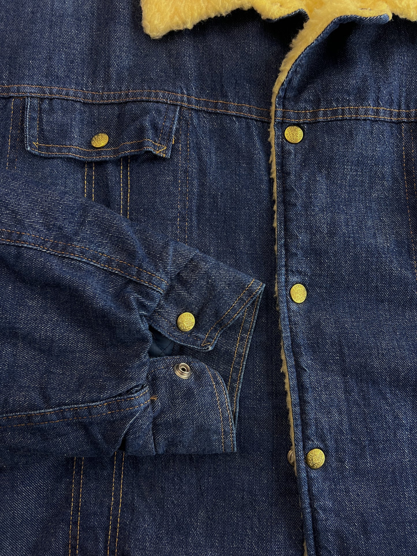 1970's Carters "Watch The Wear" Sherpa Lined Denim Jacket [XL]