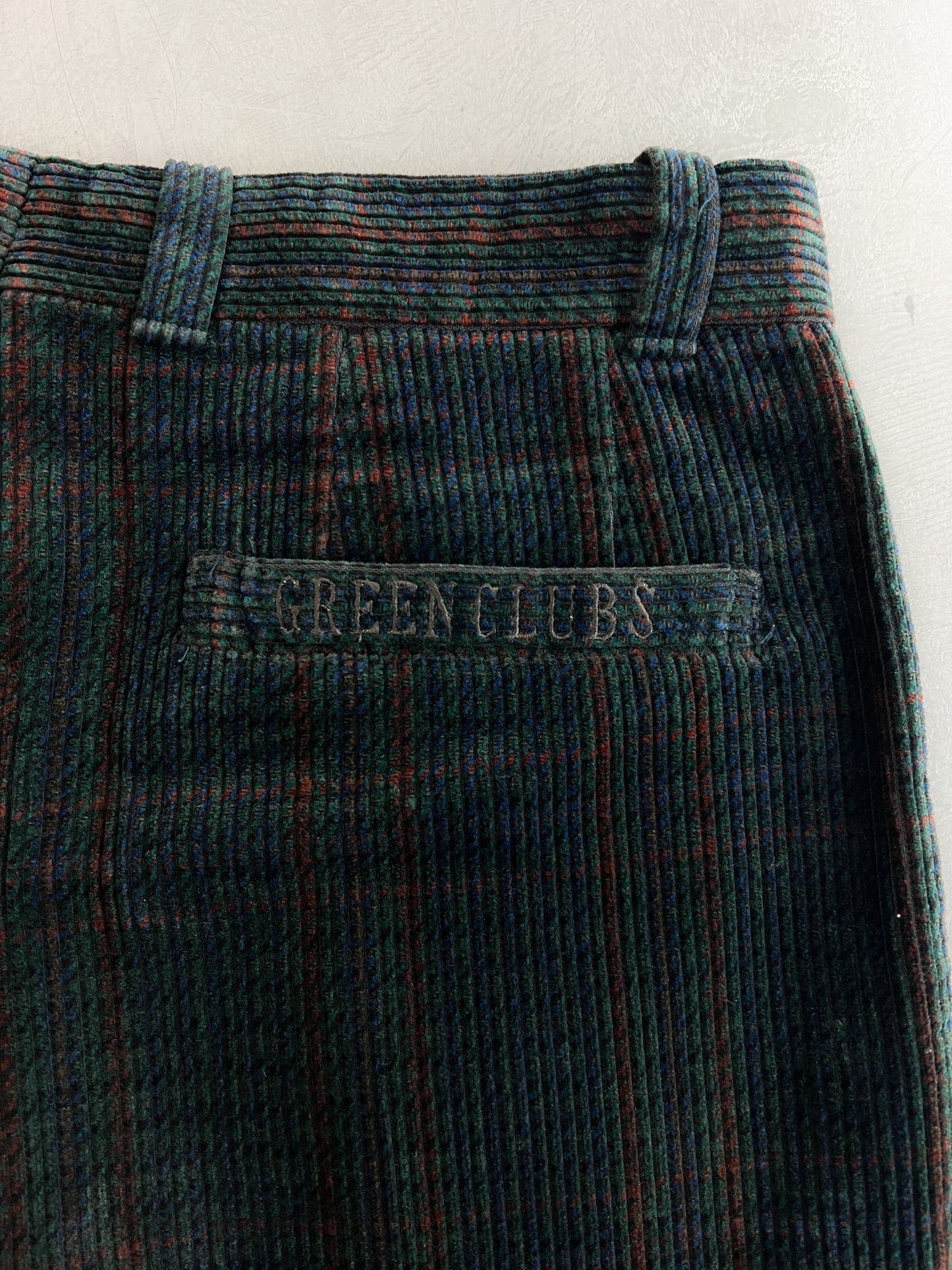 Green Clubs Pleated Cord Pants [31"]