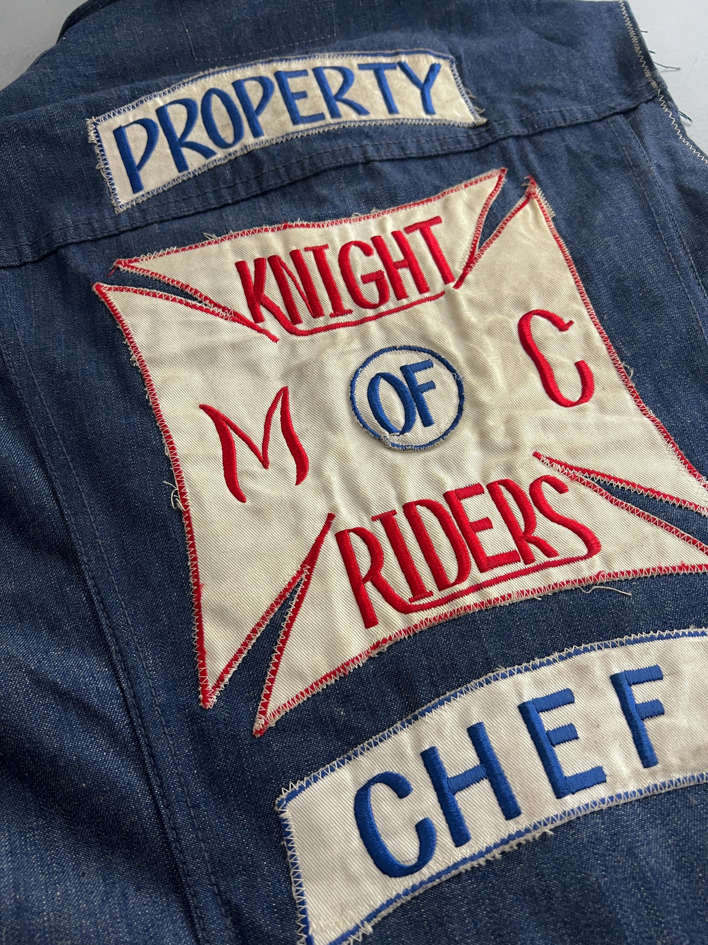 1970's Levis Big E Slim Fit "Night Riders" Motorcycle Club Vest [M/L]