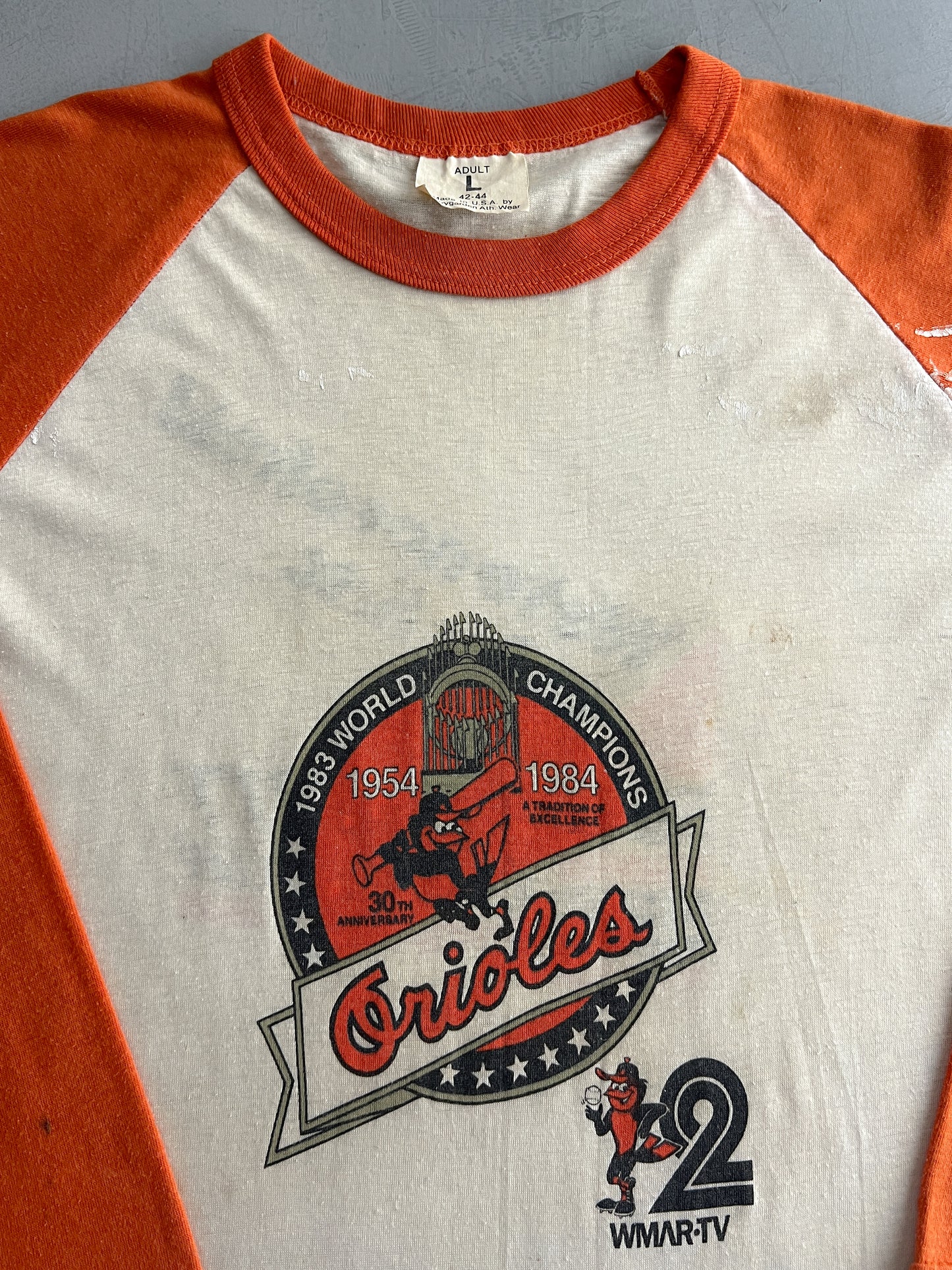 Thrashed 1980's Orioles Raglan Tee [L]