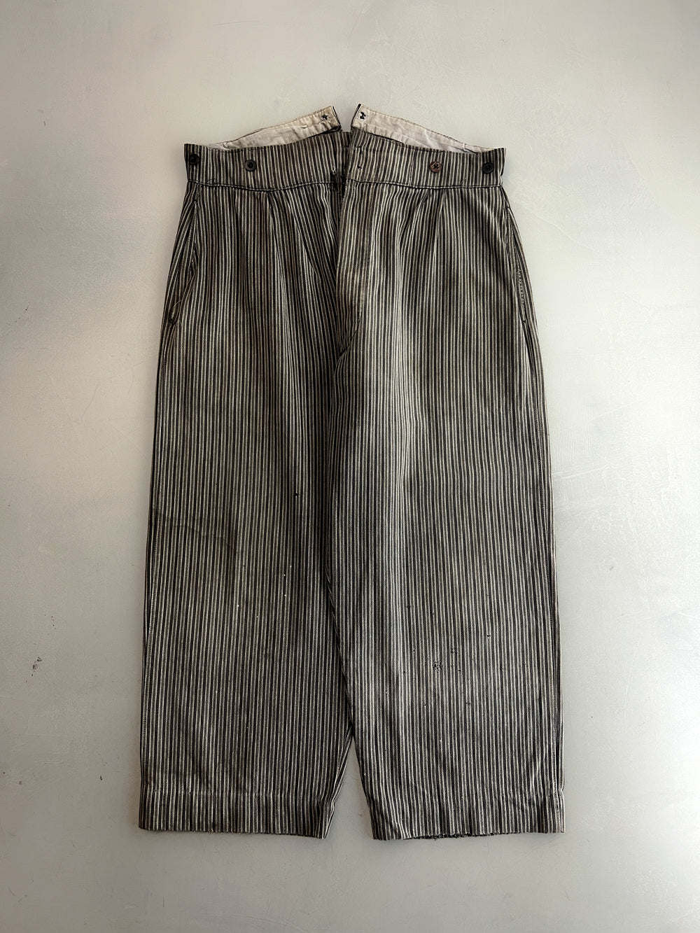 1940's French Buckle Back Striped Work Pants
