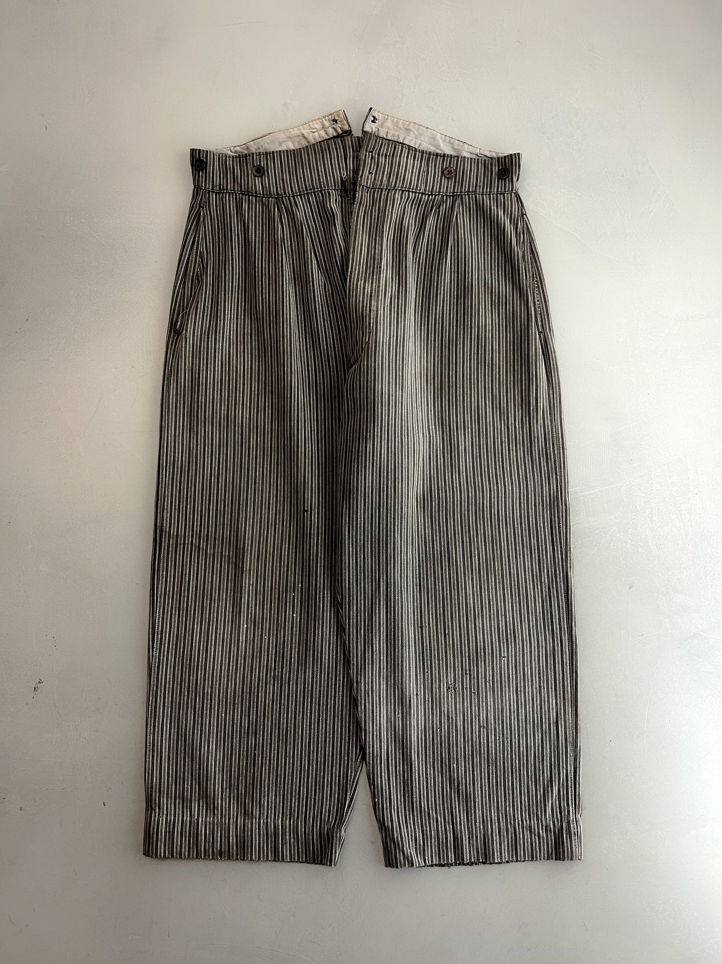 1940's French Buckle Back Striped Work Pants