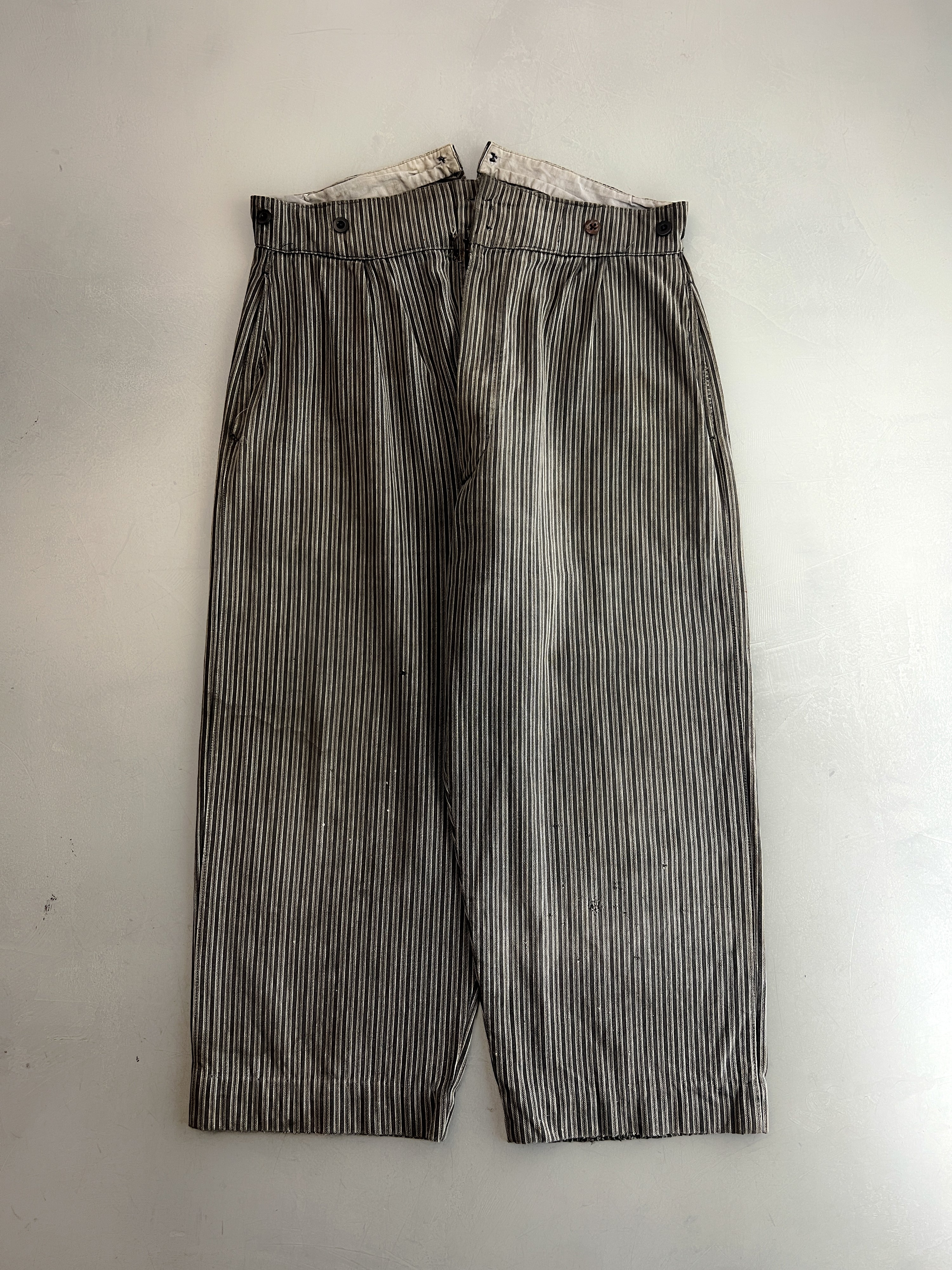 1940's French Buckle Back Striped Work Pants