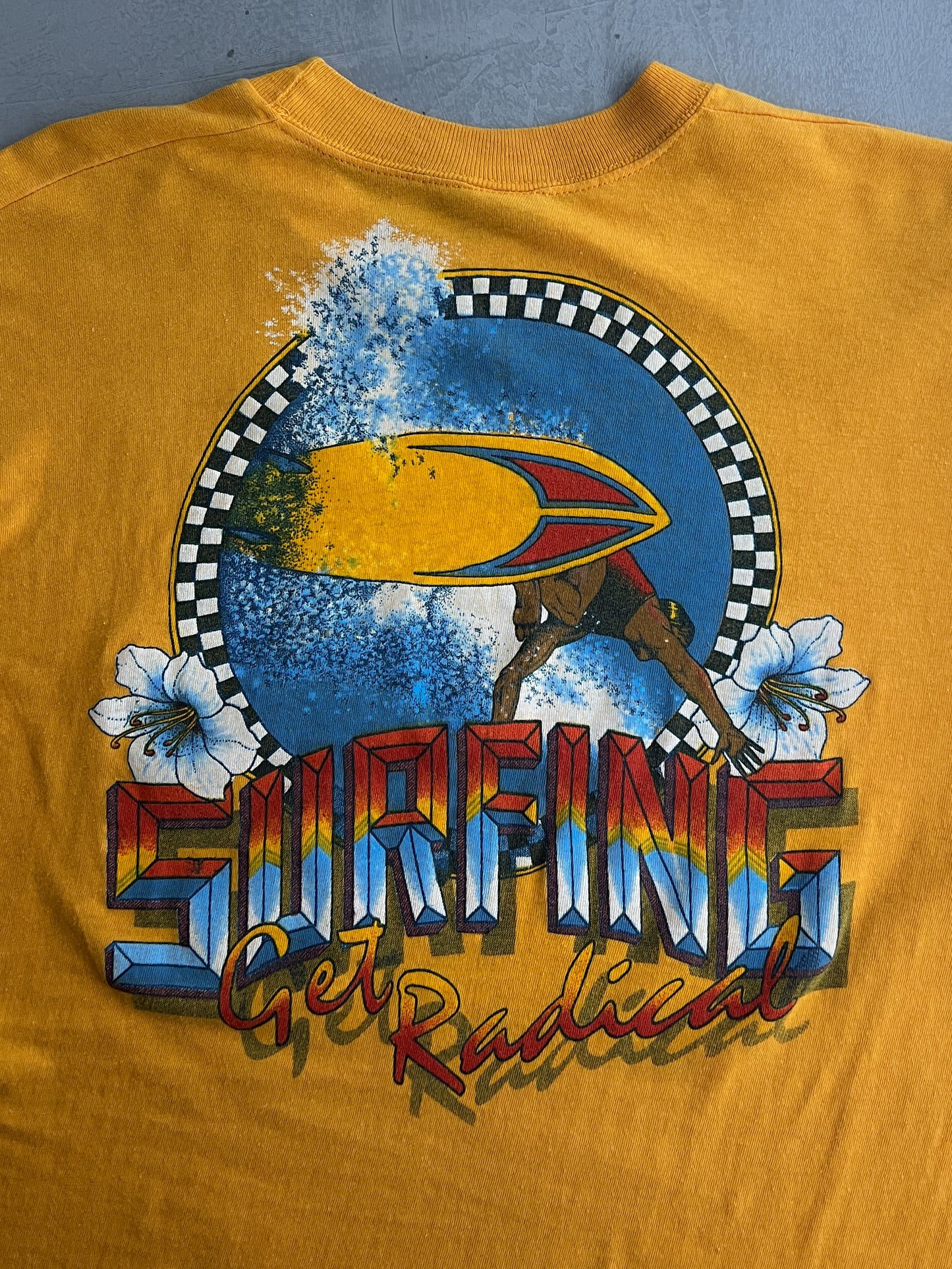 1970's 'Get Radical' Long Sleeve Pocket Tee [L]