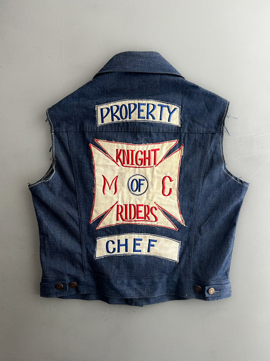 1970's Levis Big E Slim Fit "Night Riders" Motorcycle Club Vest [M/L]