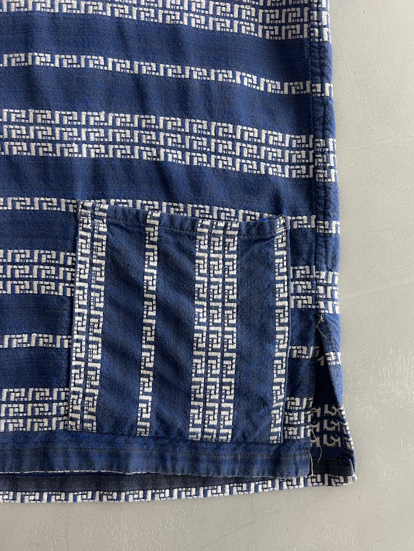 Indigo Maze Weave Cotton Shirt [S]