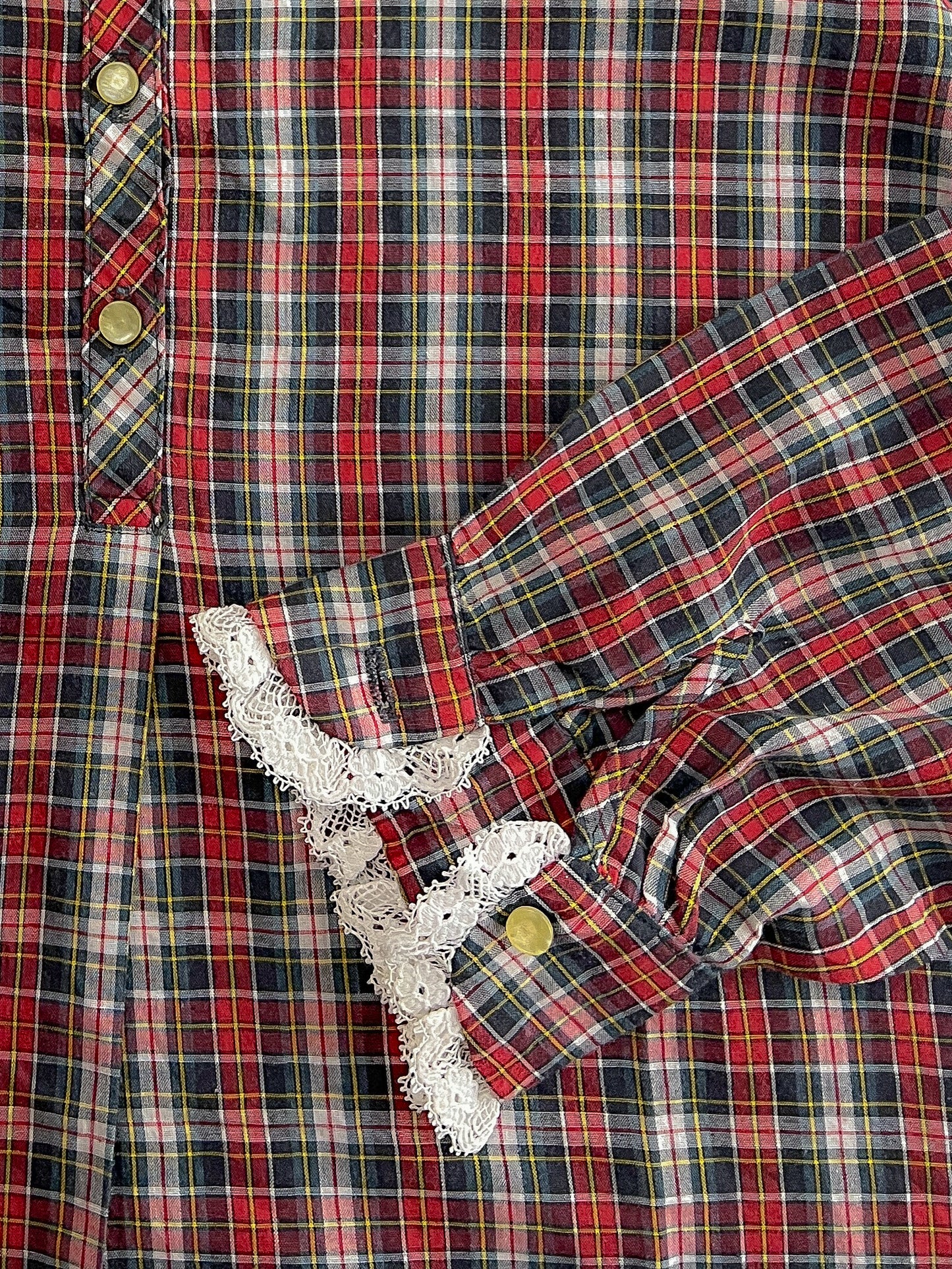 Ma Mère Lace Collar Plaid Blouse [Women's L]