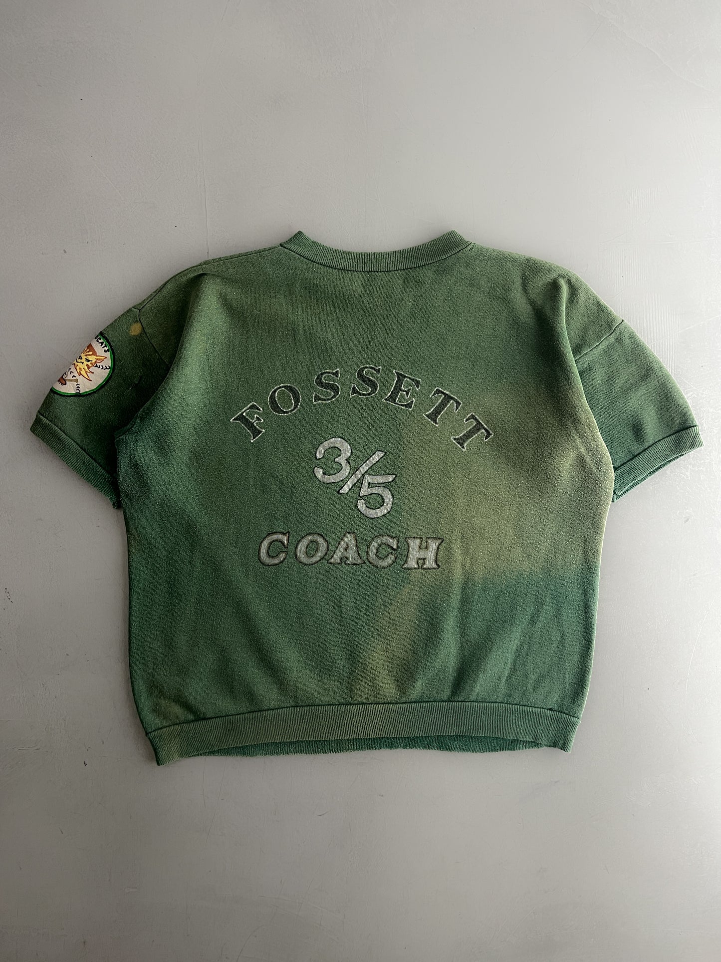 Faded Hand Drawn ‘Bert’s Bobcats’ Short Sleeve Sweatshirt [M/L]