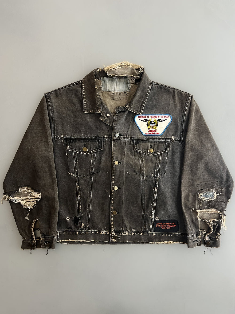 Thrashed Denim Biker Jacket [L/XL]